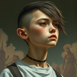 a hyper realistic teenager with stylish haircut artwork by chiara bautista and beksinski and norman rockwell and greg rutkowski, tom bagshaw weta studio, and lucasfilm