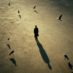 countless birds directed by hitchcock, hyper realism, cinematic shadow, elevation angle, cinematic, movie shot, photorealism