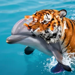 dolphin with a tiger head,