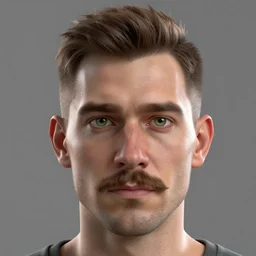 3d render of a man with undercut brown hair,green eyes,thin moustache,octane,ray tracing,nvidia,rtx,unreal engine,realistic,digital art,ultra realistic,ultra detailed,art by greg rutkowski,detailed face