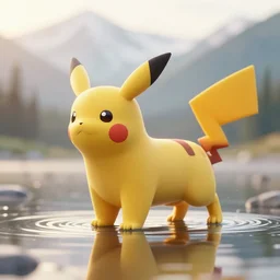 ( ( pokemon ) ) canine creature creature in alaska, backlit, water reflection, warm tones : : by michal karcz, daniel merriam, victo ngai and guillermo del toro : : ornate, dynamic, particulate, intricate, elegant, highly detailed, centered, artstation, smooth, sharp focus, octane render, 3 d