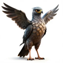 petite harpy, detailed 3d character render, full body, standing, isolated on a pure white background, centered, whole figure in frame, sharp focus, studio lighting
