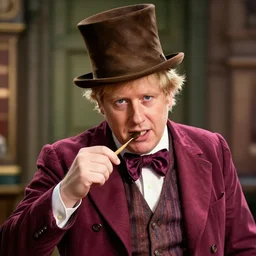 character portrait of Boris Johnson playing Willy Wonka, digital art, trending on artstation, 4k