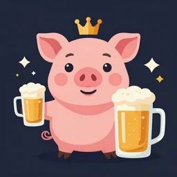 a vector illustration of a pig with beer, artstation, cgsociety, deviantart, 8k, HD