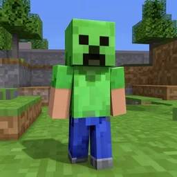 potrait minecraft creeper. in game screencapture. hd. 4 k