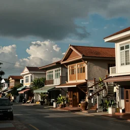 street photo view of local sea side house in thailand