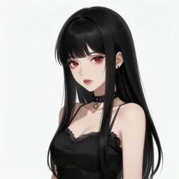 anime style goth woman