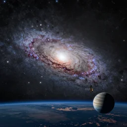 Milky Way as seen in the night sky from the surface of an alien planet located in a different part of the galaxy, NASA true color 8k image, high detail