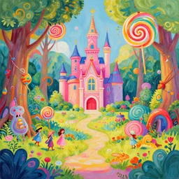 photo of national parkin whimsical fairy wonderland vibrant colors candyland wonderland gouache swirls detailed