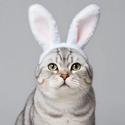 high quality studio portrait of a cat with floppy bunny ears