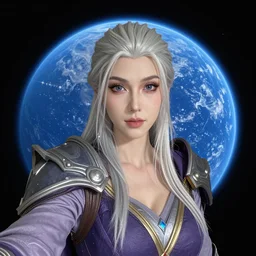 hyperrealist selfie of sylvanas windrunner on a blue planet. by bayard wu, fantasy, photorealistic, octane render, unreal engine, dynamic lighting, trending on artstation, poster, volumetric lighting, very detailed faces, 4 k, award winning
