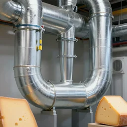 hvac ductwork composed of cheese, hyper detailed, 8 k