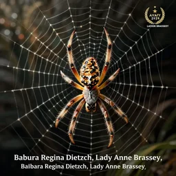 A botanical illustration of a spider on its web, by Barbara Regina Dietzch, Lady Anne Brassey,