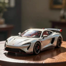 hyperrealistic model car sitting on a table