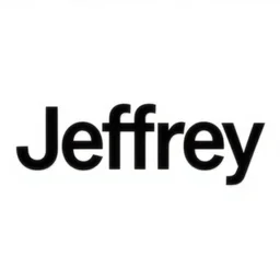 “Jeffrey” text, “Jeffrey” text logo, simple white background Victo Ngai, Kilian Eng