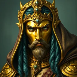 gold paladin, james jean style, claymation style, perfect face, fantasy protrait