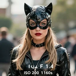 Margot Robbie as Catwoman, movie poster, XF IQ4, 150MP, 50mm, F1.4, ISO 200, 1/160s, natural light