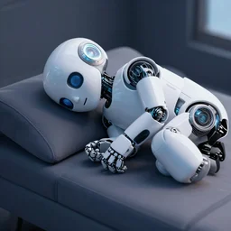 a robot taking a nap