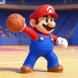 Mario 64 playing basketball