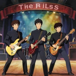 The Beatles playing in the Budokan, Anime scene, Studio Ghibli,