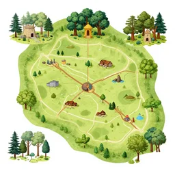 infographic tresure map of the ancient forest