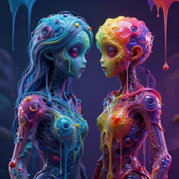 cinema 4 d colorful render, vector art, two human souls together, stuck, glue dripping souls, humanoid, spirits and souls, poltergeist, extremely detailed, insanely detailed and intricate, high detail, dripping glue with paint background, depth field, unreal engine, deep focus, movie still, dramatic lighting, ray tracing, by michal karcz and yoshitaka amano, 4 k concept art and hyper realism