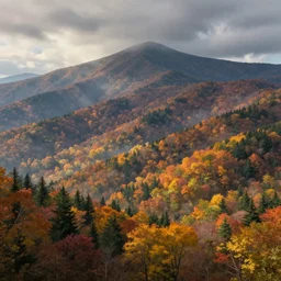 an epic fantasy comic book style painting of the smoky mountains, panoramic, wide - angle, studio ghibli, unreal 5, hyperrealistic, octane render, dynamic lighting, intricate detail, harvest fall vibrancy, cinematic