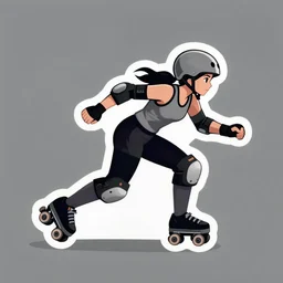 tank girl, logo design, roller derby girl sprinting Cross-Over, wearing skate helmet, knee pads, elbow pads,full length portrait, fishnet tights, torn, ripped, fists in the air, illustration by greg rutkowski