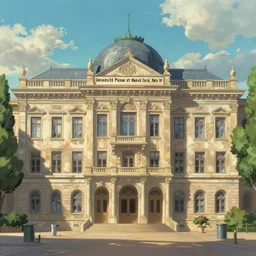 Université Pierre et Marie Curie, Paris VI, in the style of studio ghibli, beautiful landscape, intense lighting, 8k, trending on artstation