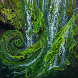 algae paintings explode violently swirl moss spiders waterfalls