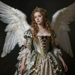 angel knight gothic girl, baroque dress. by gaston bussiere
