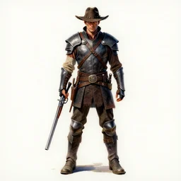 a oil / watercolor painting full body character portrait of a gunslinger / paladin in the style of dark souls in the style of darkest dungeon trending on artstation deviantart pinterest detailed realistic hd 8 k high resolution