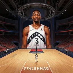 futuristic sports concert poster art simon stalenhag toronto raptors, basketball court, elegant, highly detailed, centered, digital painting, concept art, smooth, sharp focus, illustration, artgerm, tomasz alen kopera, peter mohrbacher, donato giancola, joseph christian leyendecker, wlop, frank frazetta