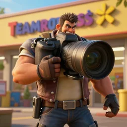 heavy from team fortress 2 in real life outside a walmart, dslr, 8 k, octane beautifully detailed render, warm mood, cinematic lighting, detailed photo, masterpiece, volumetric lighting, ultra realistic, highly detailed, high quality, lossless, photorealistic