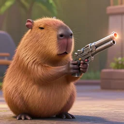 capybara!!! gun gun mob boss holding a gun!!!! gun gun gun gun gun gun gun gun from the new pixar adventure film!!! capybara!!! with!! gun!!!, 8 k, 8 k, f 1. 8, macro