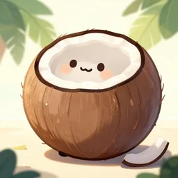 ko ko nut, coconut, coconut, cartoon, cartoon, global lighting, digital art, artstation