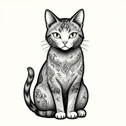 a vector illustration of a mystic cat in lowbrow art style, highly detailed, elegant, intricate