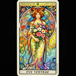 full length portrait of a beautiful mysterious chinese fairy holding bouquet of flowers by eve ventrue, michael carson, andreas rochas, john watkiss, casey weldon, artgerm. art nouveau. tarot card by mucha. gloomhaven. swirly intricate linework background. gaudy colors, sharp edges. octane render