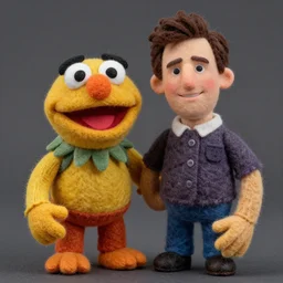 dustin henderson gaten matarazzo as a muppet. highly detailed felt. hyper real photo. 4 k.