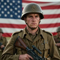 a photorealistic portrait of a soldier shipping back to america from world war ii europe, cinematic lighting, 8 k smooth, vibrant colors, ambient occlusion, hdr, complex, highly atmospheric lighting, highly detailed, photorealism, stehpen king, greg rutkowski, focus, cinematic, concept art, artstation, trending