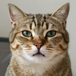 a cat with a goofy face