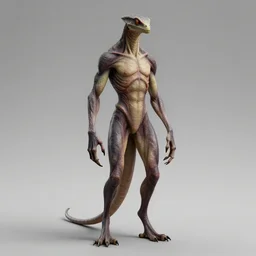 paranormal anthropomorphic species, related to the reptilian kingdom. 1. 7 3 centimeters tall, physical characteristics very similar to the average human in terms of muscle mass, weight and body shape. slim subject, without any type of disability, disease or biological or mental condition. at the muscular level, he has development in the chest as well as in the arms and legs, with a normal abdomen, tail and buttocks.