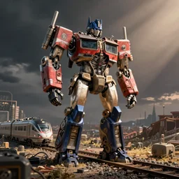 sci - fi, train robot transformer, wires and sensors around, art by ismail inceoglu