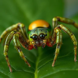 photorealistic 3 d render of an avocado spider with lazer eyes