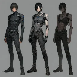 concept art full body poor cyberpunk character, by shinji aramaki, by christopher balaskas, by krenz cushart