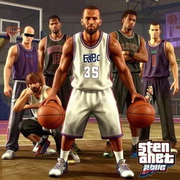 highly detailed basketball player, in gta v, stephen bliss, unreal engine, fantasy art by greg rutkowski, loish, rhads, ferdinand knab, makoto shinkai and lois van baarle, ilya kuvshinov, rossdraws, tom bagshaw, global illumination, radiant light, detailed and intricate environment
