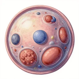 biological cell with organoids scientific illustration by Jan van Kessel