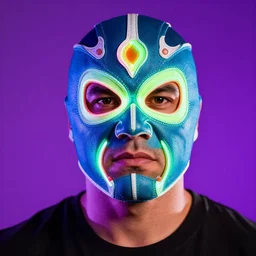 neon luchador face realistic,