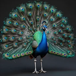 an uncut overdetailed hypermaximalist fullbody portrait shot of biomechanical peacock by subjekt zero. complementary colors. polished. heavy machinery influence. heavily stylized by subjekt zero.