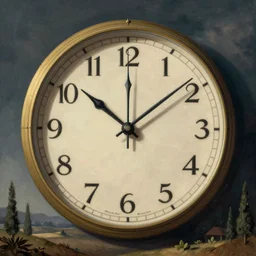 synchronicity clock illustration detailed surrealism rene magritte